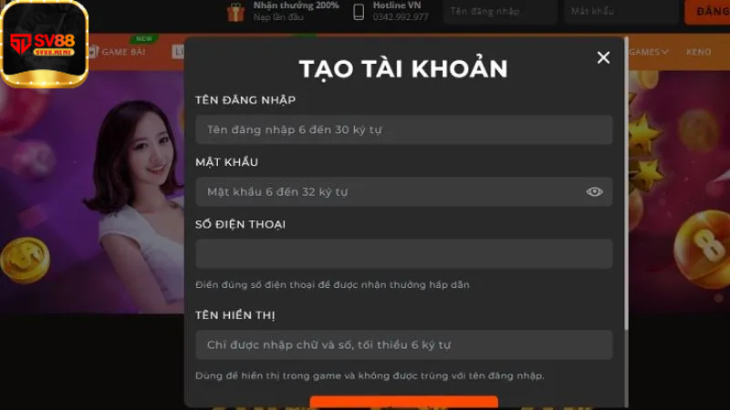 Điều kiện cơ bản khi đăng ký Sv88